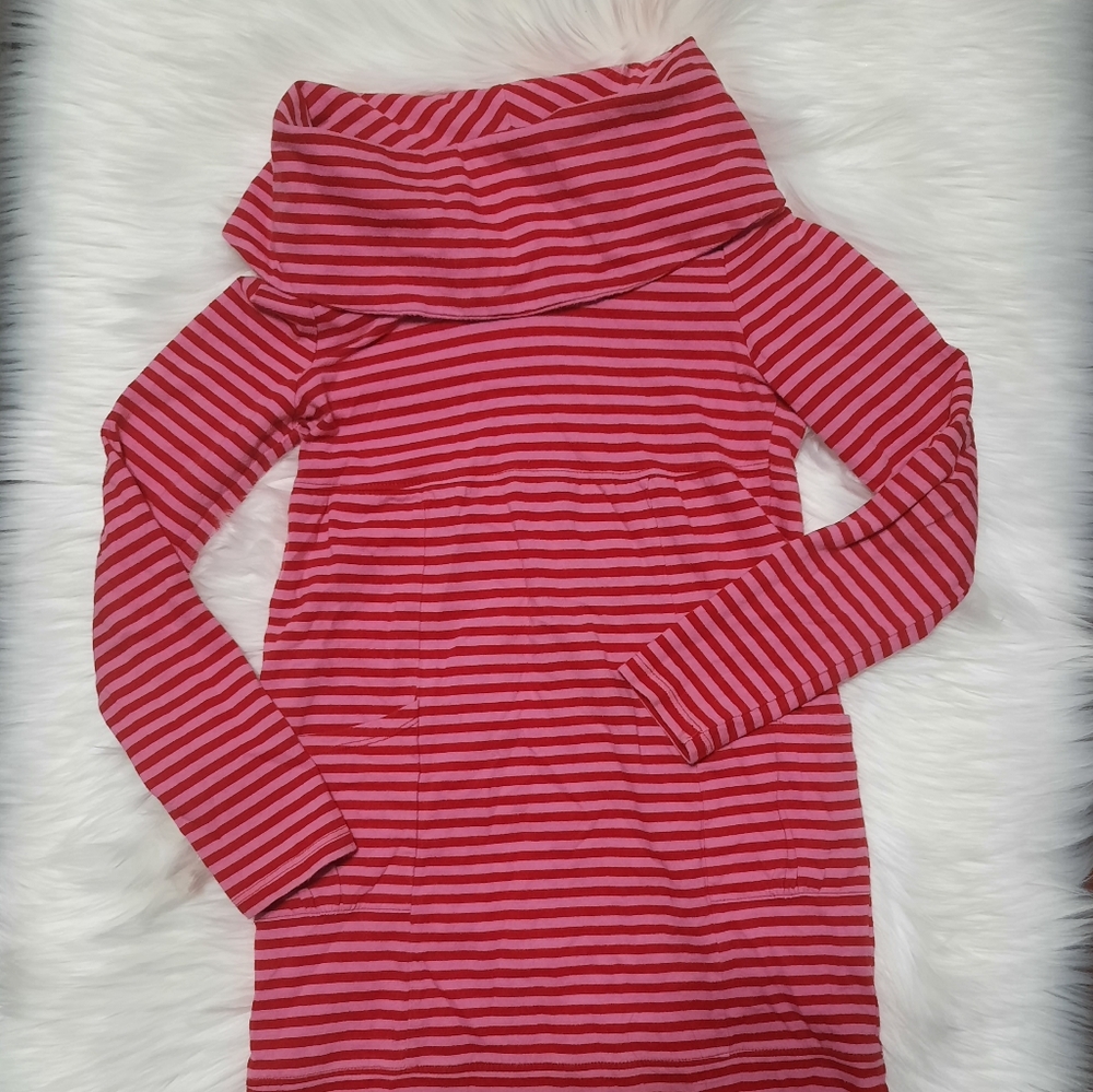 Girls Holiday Stripped Dress - Color: red/pink Brand: Belk - cowl neck dress